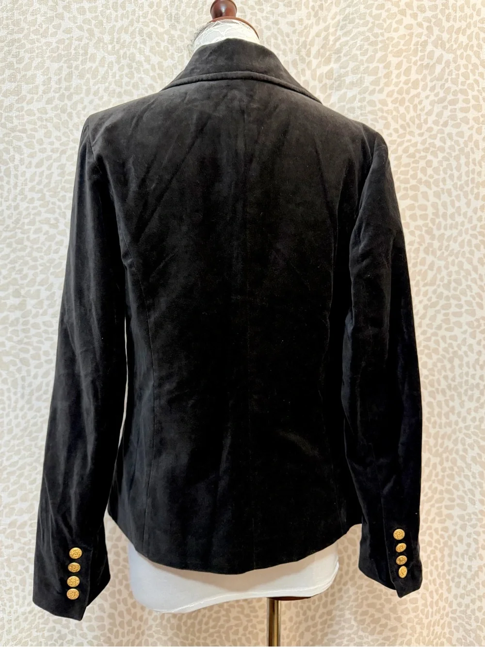 Black Velvet Button Front Women’s Blazer Jacket